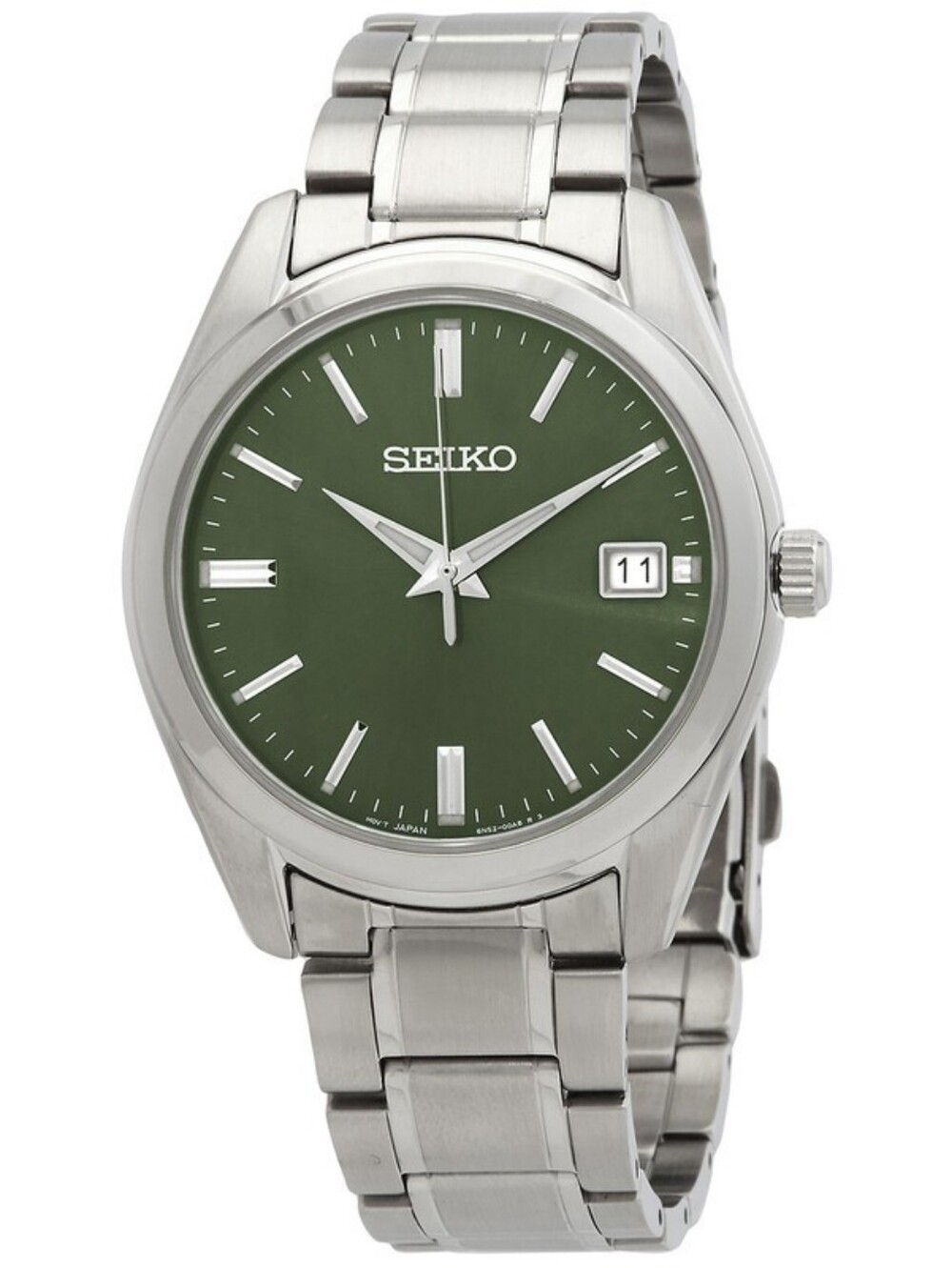 Seiko Essentials Quartz Green Dial Men's Watch Steel Bracelet SUR527